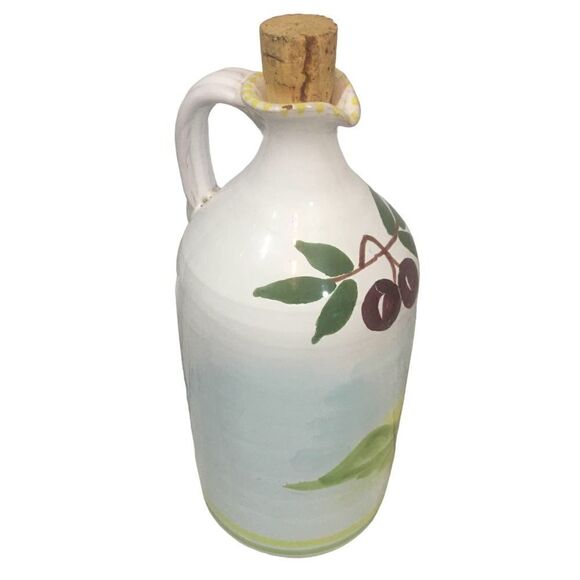 Hand Painted Italian Ceramic Oil Bottle Bottle Made In Italy - Picture 2 of 5
